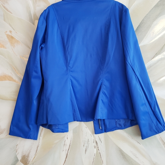 Blue Ruffled Satiny Finish Jacket - Picture 12 of 14